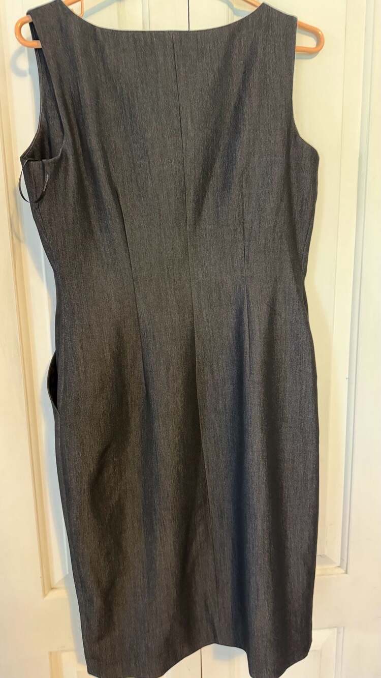 Calvin Klein Sleeveless Zip-Front Sheath Dress in Heather Grey